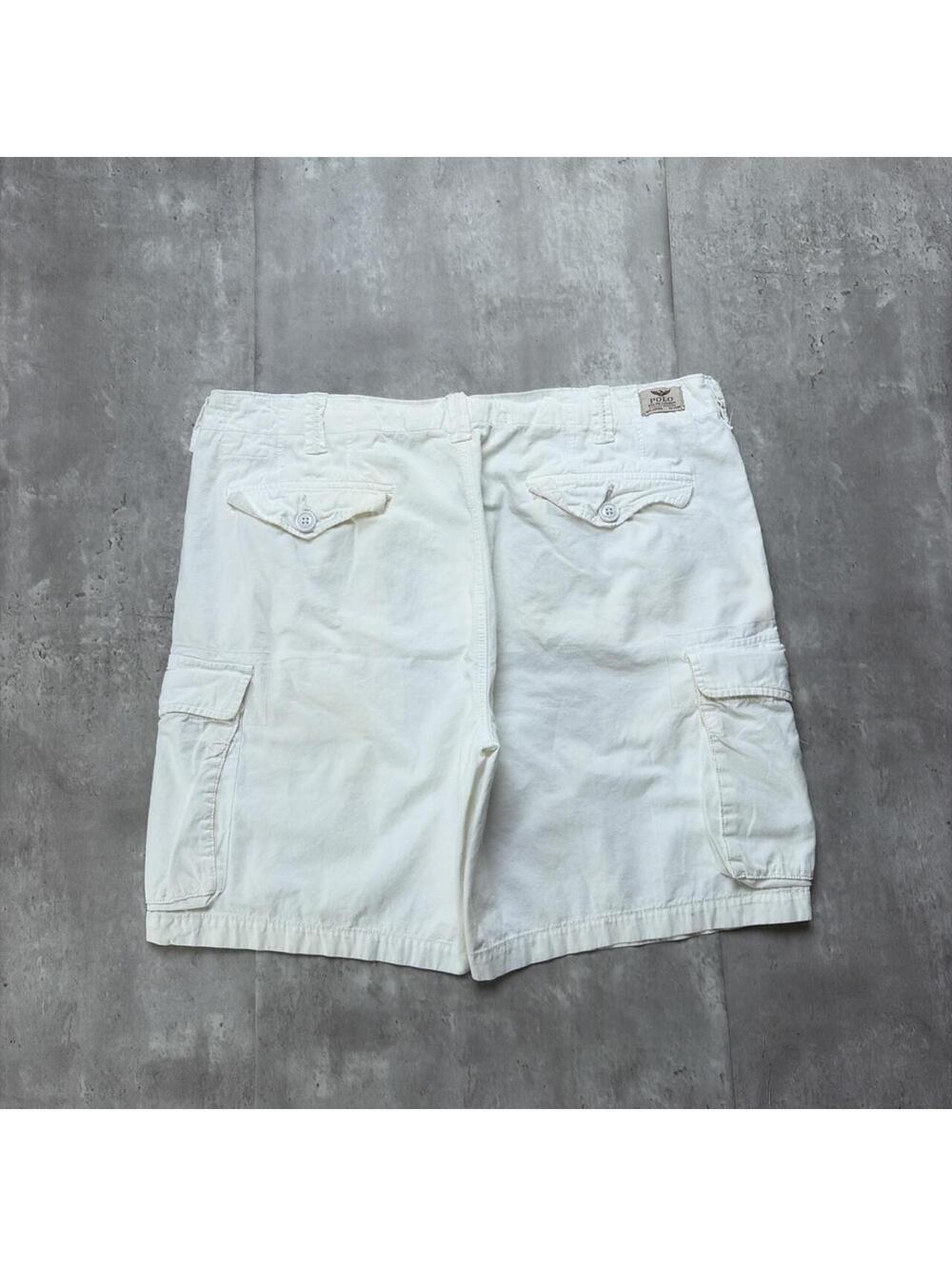Y2K White Polo Ralph Lauren Grunge Baggy Cargo Skater Shorts